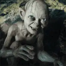 Gollum closing eyes and smiling