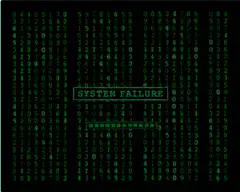 Matrix-style system failure screen