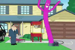 Pink tube man knocks over Peter Griffin