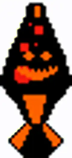 pixel art pumpkin with glowing face