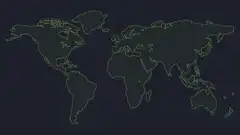 World map with lightning strikes and connections