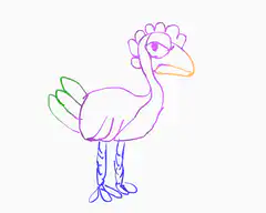 Colorful sketch bird animation