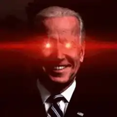 Joe Biden glowing red eyes
