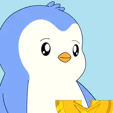 cute blue penguin holding ethereum coin