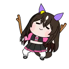 chibi anime girl dancing with sticks