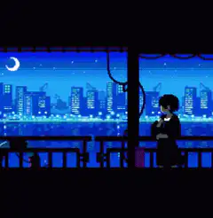 pixel art girl city night
