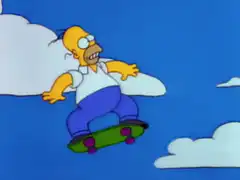 Homer Simpson falls off a cliff