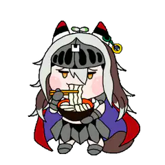 chibi knight eating noodles