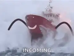 Incoming boat with arms