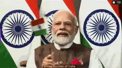 Prime Minister of India with Indian flags