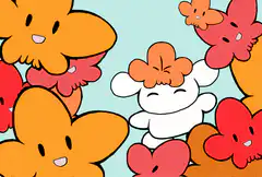 white bunny with orange flower