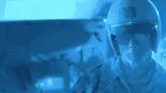 Soldier in blue night vision