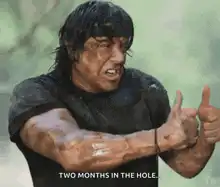 Sylvester Stallone Thumbs Up Two Months In The Hole