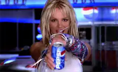 Britney Spears winking with Pepsi can