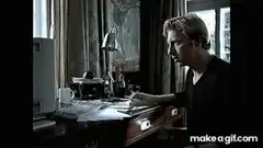 David Duchovny looks at computer screen