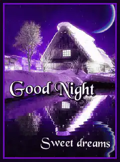 Good Night Sweet Dreams purple night scene