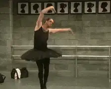 Man in tutu dancing ballet