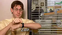 Jim checking watch with zap
