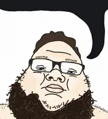 Bearded man with glasses looking up