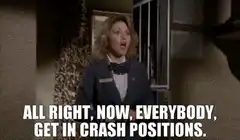 Flight attendant get in crash positions