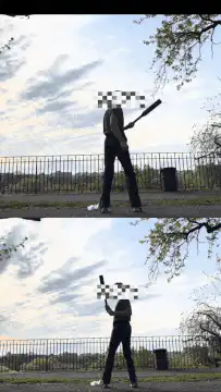 person swinging a bat