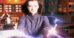 Xena uses her chakram to zap a drink