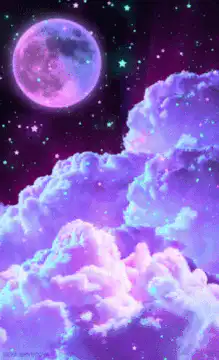 purple moon and clouds animation