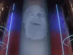 Hologram man face in tube