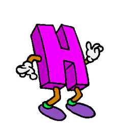 Purple Letter H Cartoon Character