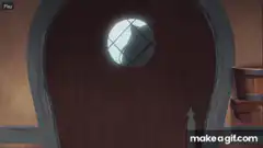 anime girl opens door says i'm back