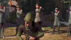 Shrek throws a man into the woods