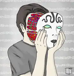 Person holding a white mask