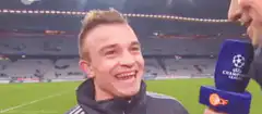 Xavi Simons laughing during interview