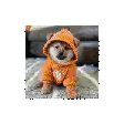 Cute Shiba Inu Puppy in Orange Hoodie