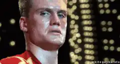Sweaty man looks up then rolls eyes