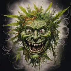 Green weed head laser eyes
