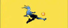 Blue soccer player kicks Bitcoin