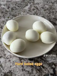 Hard boiled eggs on plate