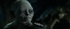 Gollum's face changes from calm to angry