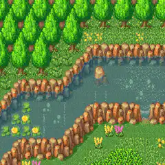pixel art pond with lily pads