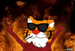 Cool tiger in flames