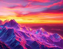 neon mountain sunset