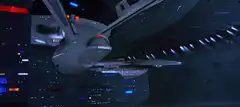 Starship Enterprise in a docking bay