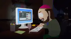 Rabbi typing at computer