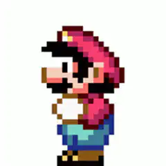 Pixel Mario dancing and pointing