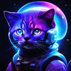 Neon Space Cat Laser Eyes