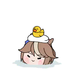 chibi character with rubber duck on head
