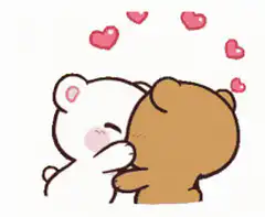 Cute bears hugging with hearts
