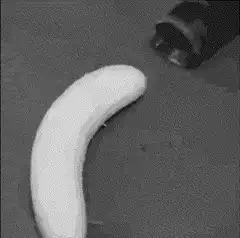 Banana being inserted into a tube