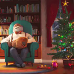 Santa sleeping in armchair